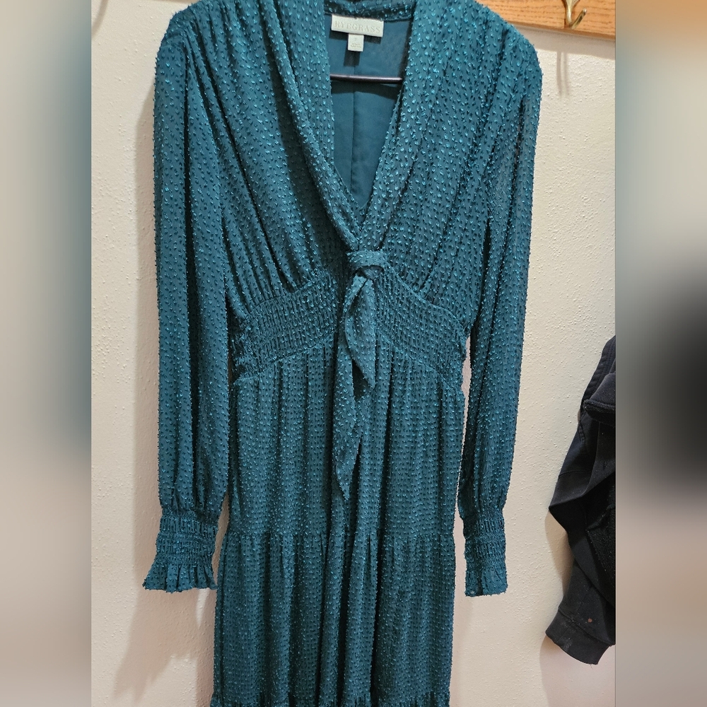 RyeGrass Teal Long Sleeve Dress